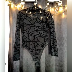 Sheer black turtle neck body suit